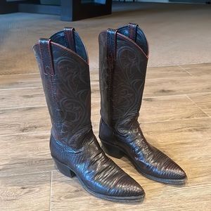 Dan Post Black Cherry Lizard Skin Boots- Size 6